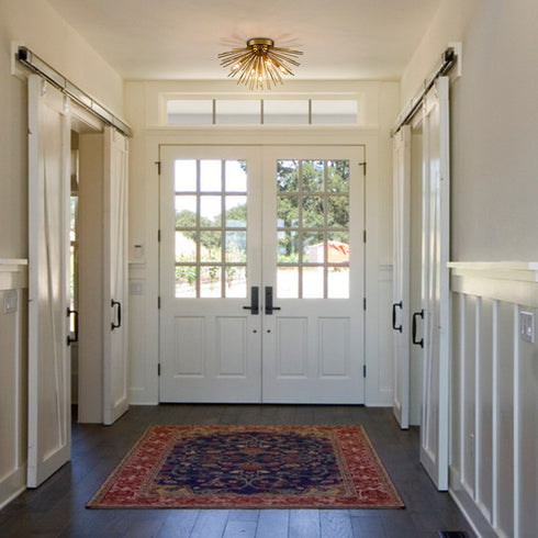 Mid-Century Sputnik Flush Mount Ceiling Light 5-Light Brass Ceiling Light Fixture